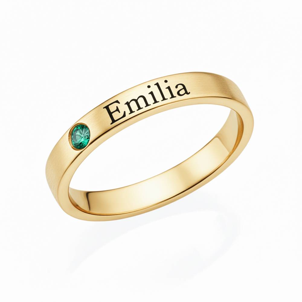 Stackable Birthstone Name Ring in Gold Plating-1 product photo