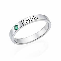 Theo Grace Stackable Birthstone Name Ring in Silver