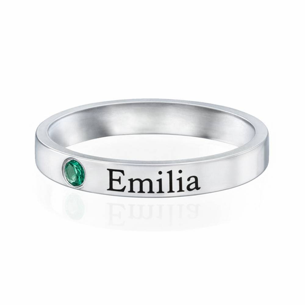 Stackable Birthstone Name Ring in Silver-3 product photo