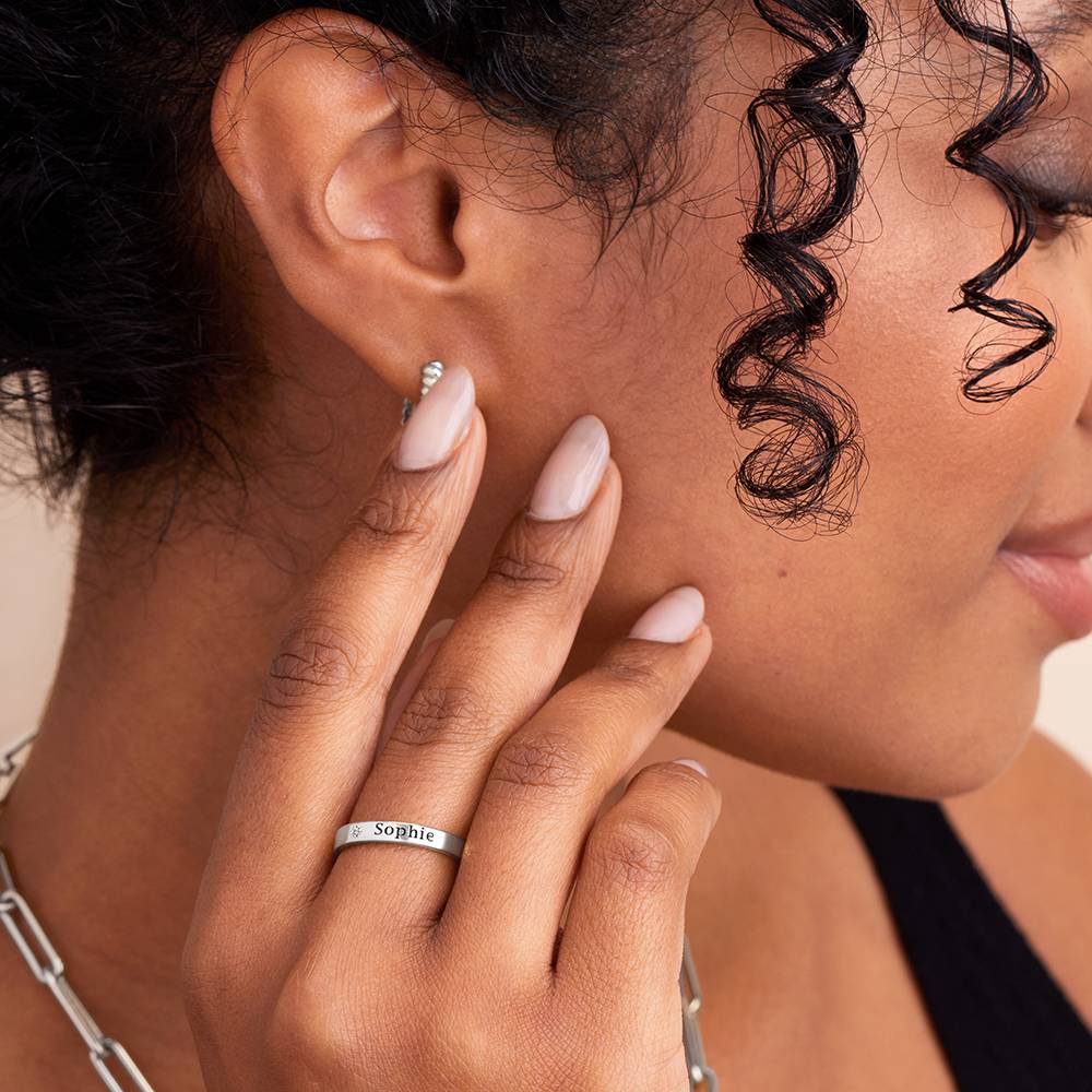 Stackable Birthstone Name Ring in Silver-4 Stackable Birthstone Name Ring in Silver-4 product photo