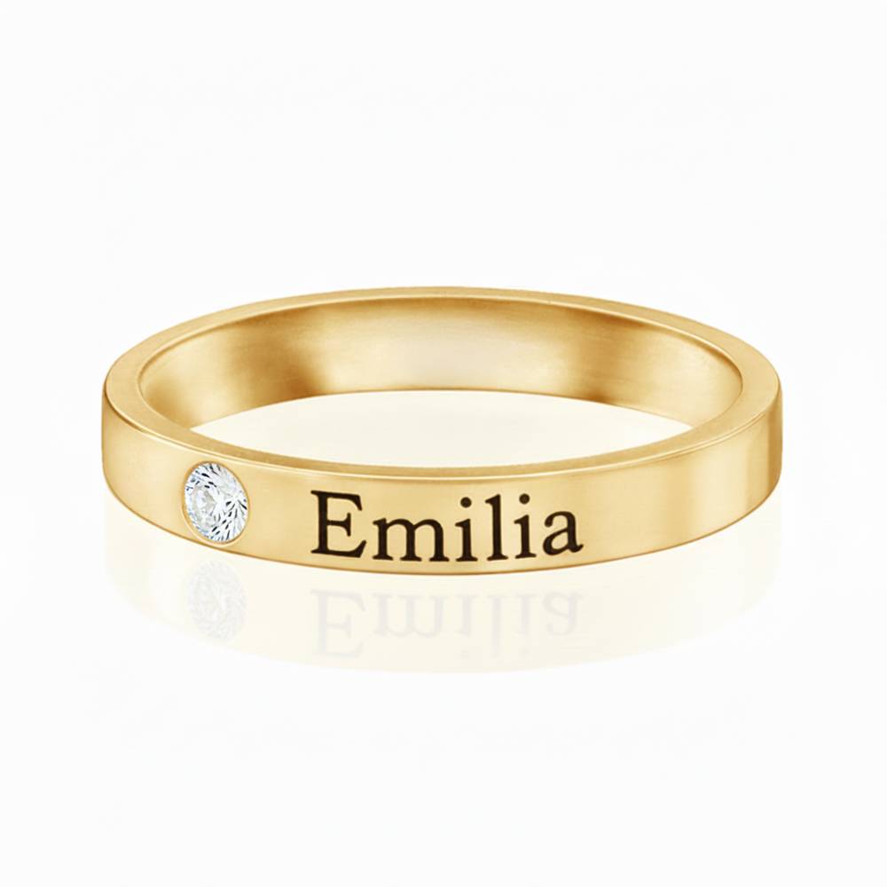 Stackable Diamond Name Ring in Gold Plating-3 product photo