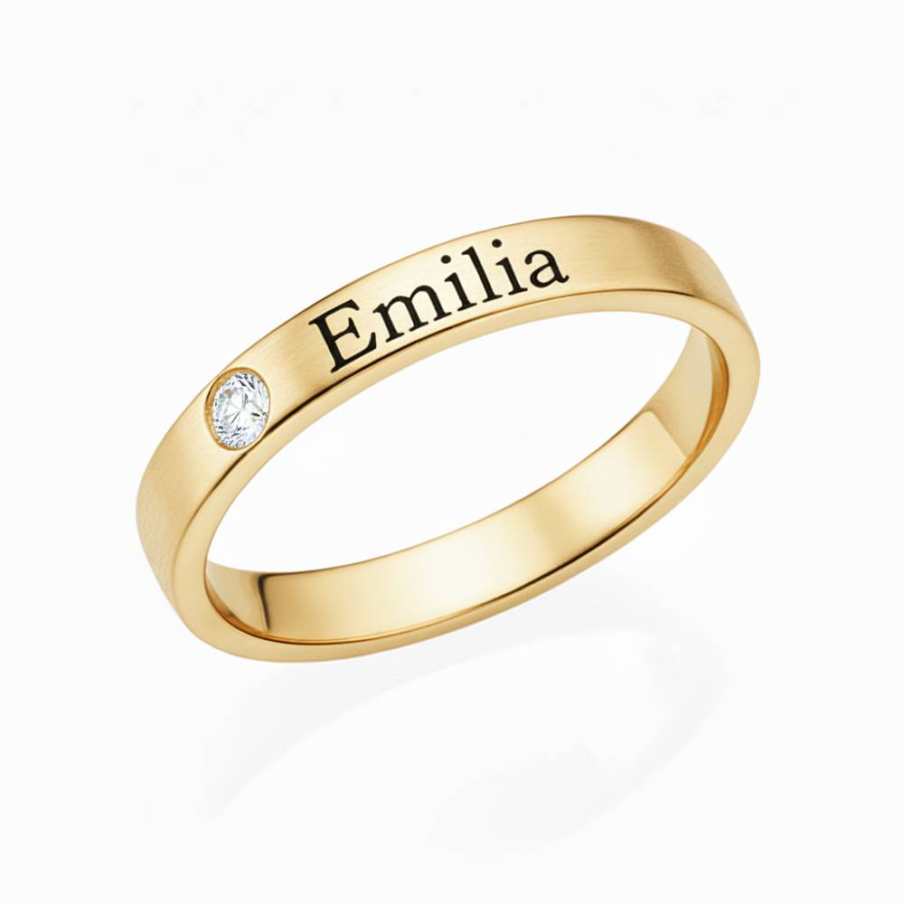 Stackable Diamond Name Ring in Gold Plating-1 product photo