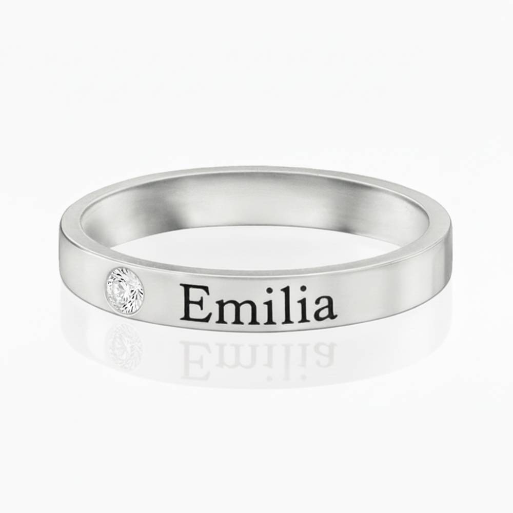 Stackable Diamond Name Ring in Silver-3 Stackable Diamond Name Ring in Silver-3 product photo