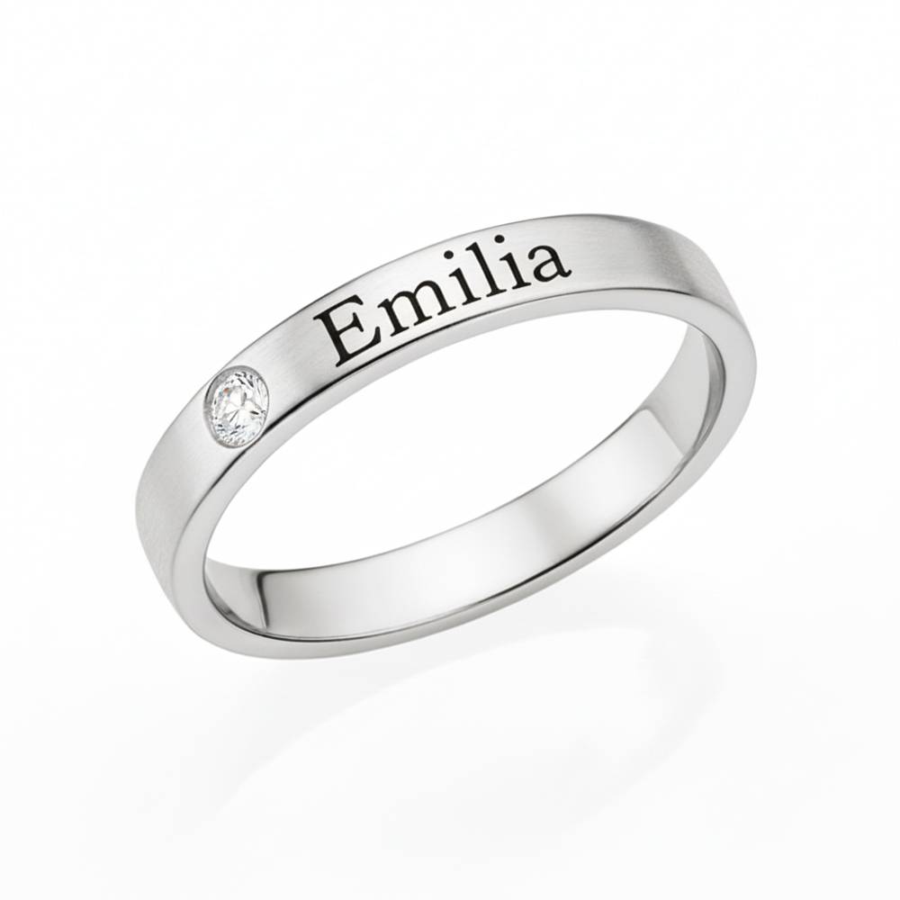 Stackable Diamond Name Ring in Silver-1 Stackable Diamond Name Ring in Silver-1 product photo