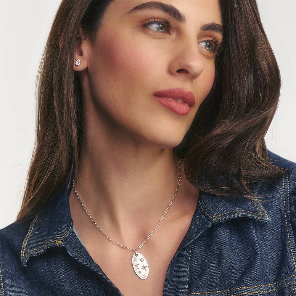 Star of Mine Initial Pendant Necklace in Silver-2 product photo