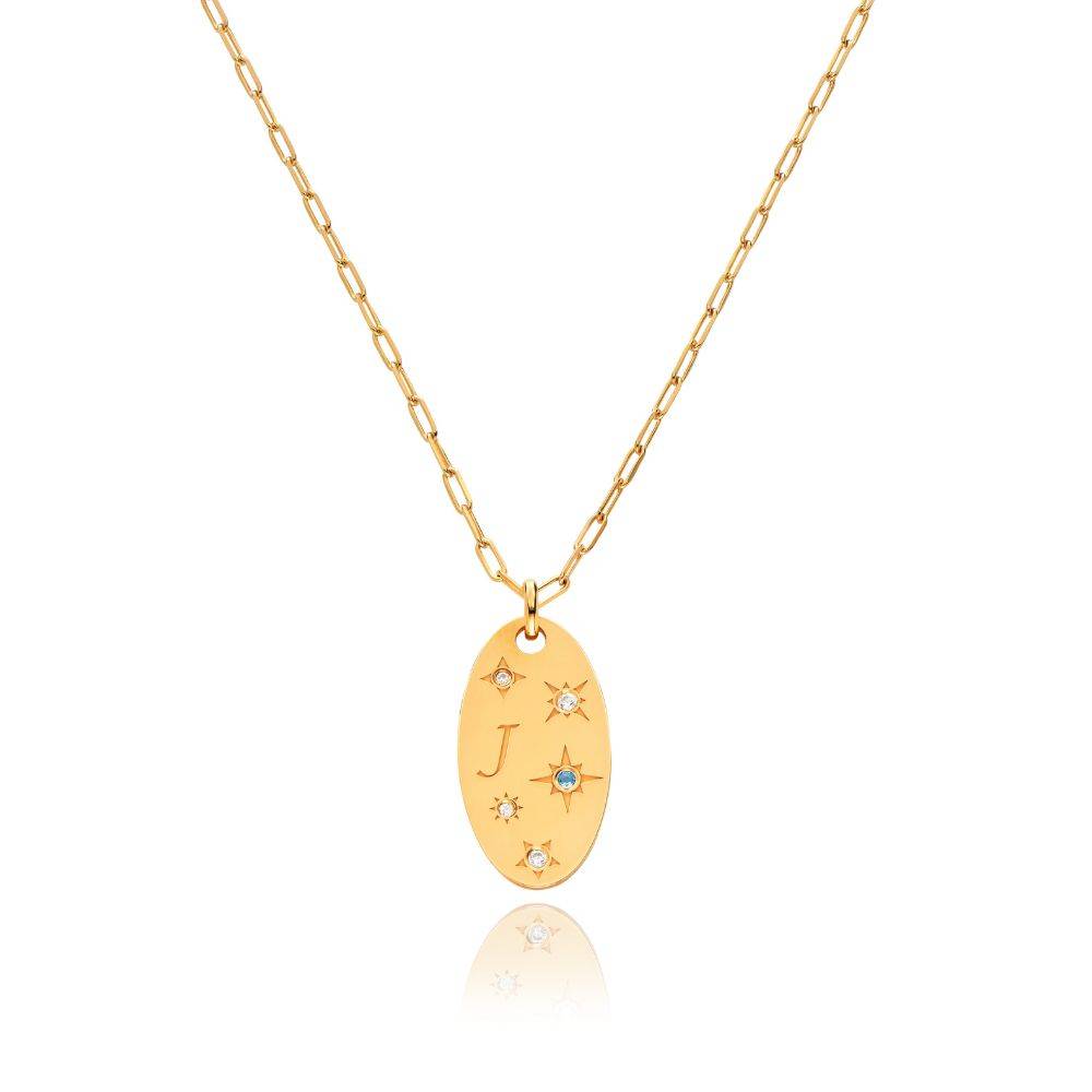 Star of Mine Initial Pendant Necklace in Vermeil-1 product photo