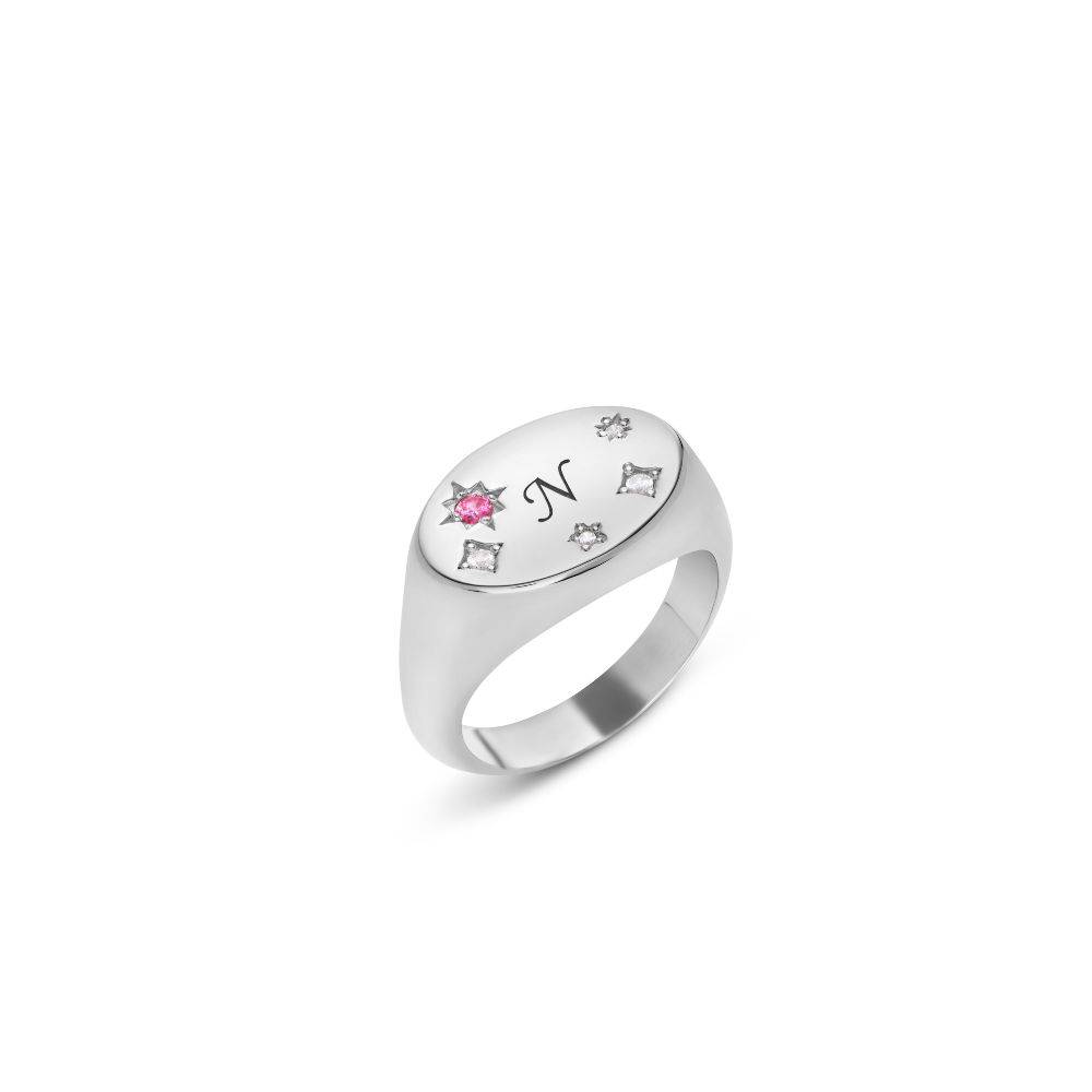 Star of Mine Initial Ring in Silver-2 product photo