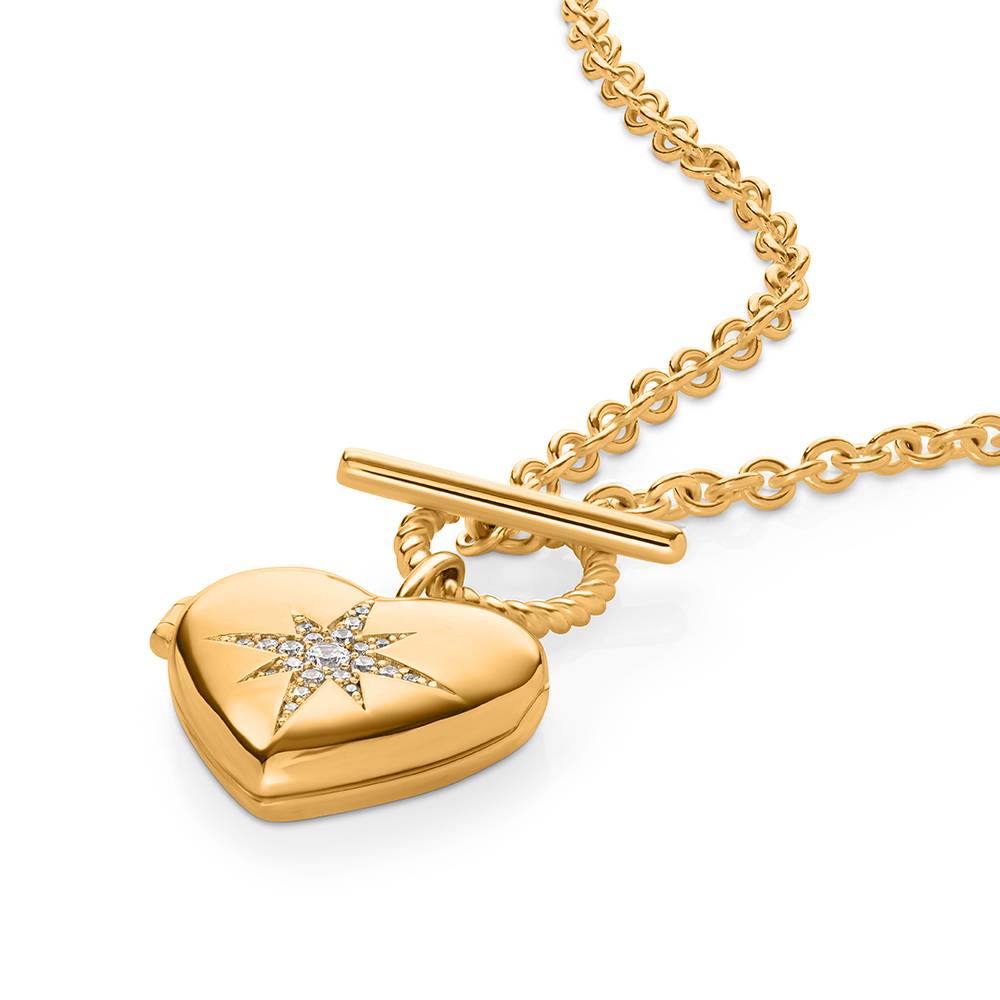 Stella Heart Photo Locket in Gold Finish-4 Stella Heart Photo Locket in Gold Finish-4 product photo
