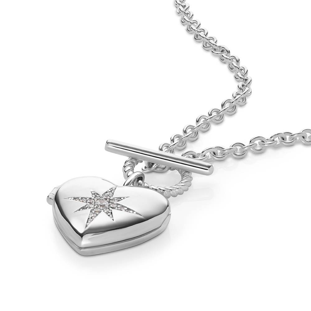 Stella Heart Photo Locket in Silver Finish-5 Stella Heart Photo Locket in Silver Finish-5 product photo