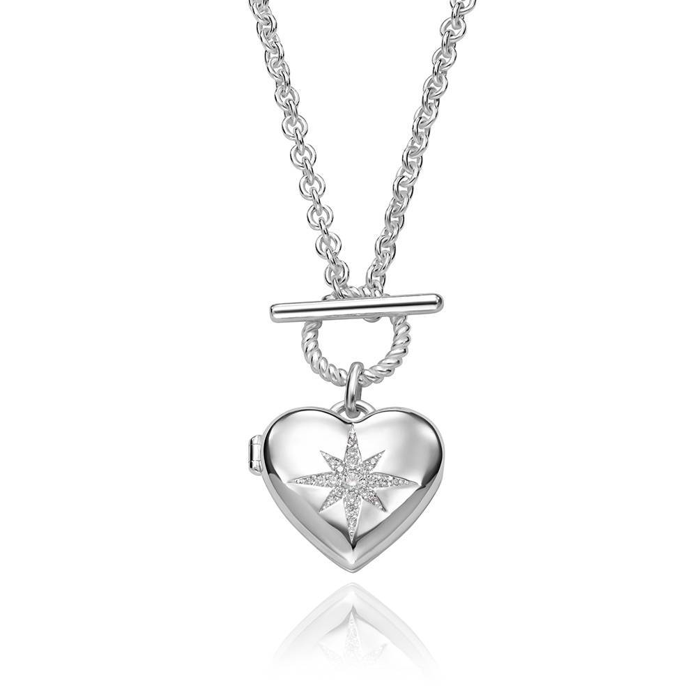 Stella Heart Photo Locket in Silver Finish-6 Stella Heart Photo Locket in Silver Finish-6 product photo