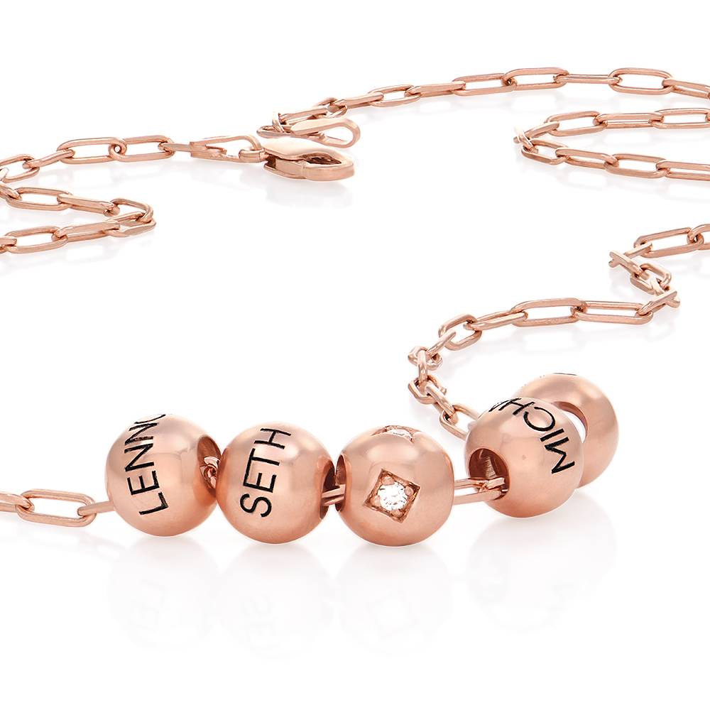 The Balance Bead Necklace with 0.08CT Diamond Bead in 18K Rose Gold Vermeil-4 product photo