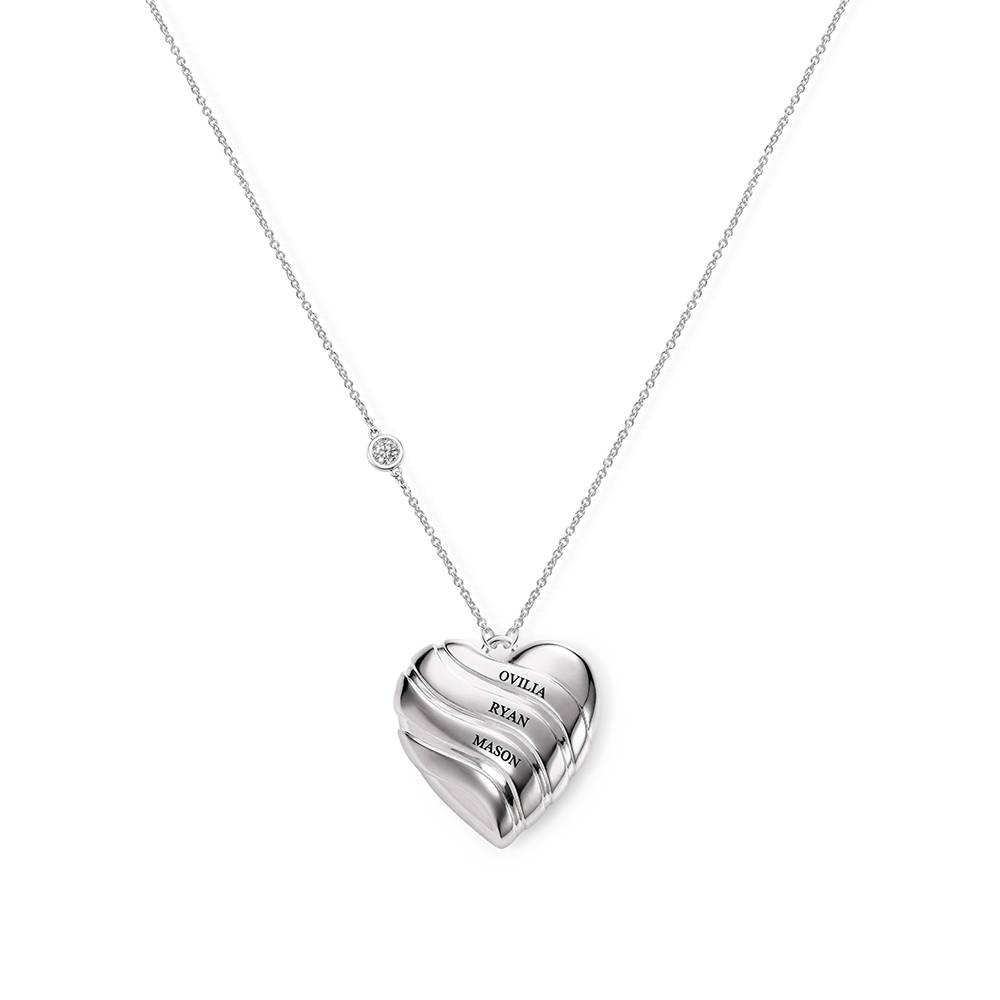 The Sweet Love Heart Necklace in Silver with 0.10CT Diamond-2 product photo
