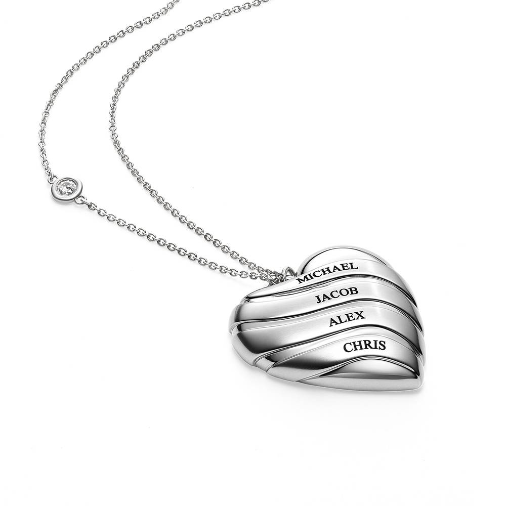 The Sweet Love Heart Necklace in Silver with 0.10CT Diamond-3 product photo