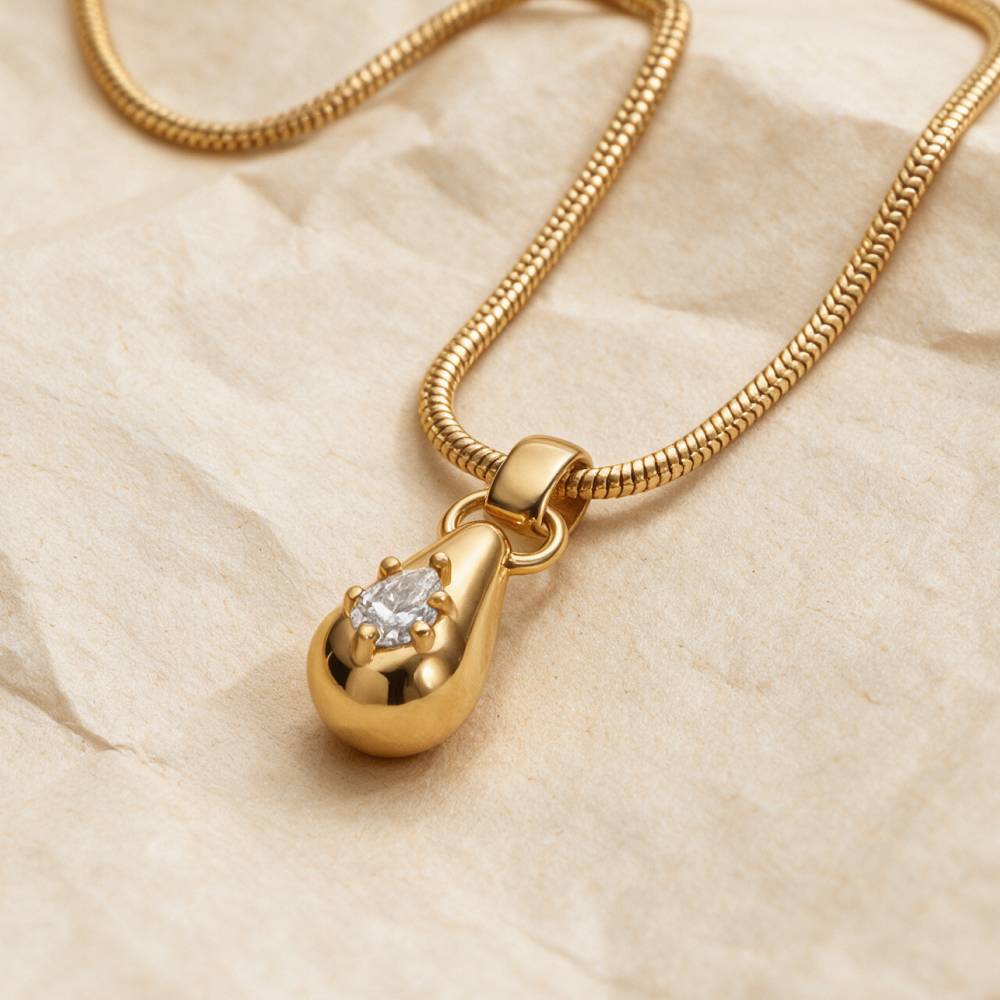 The Icon Pear 0.30CT Diamond Snake Chain Necklace in Gold-2 product photo
