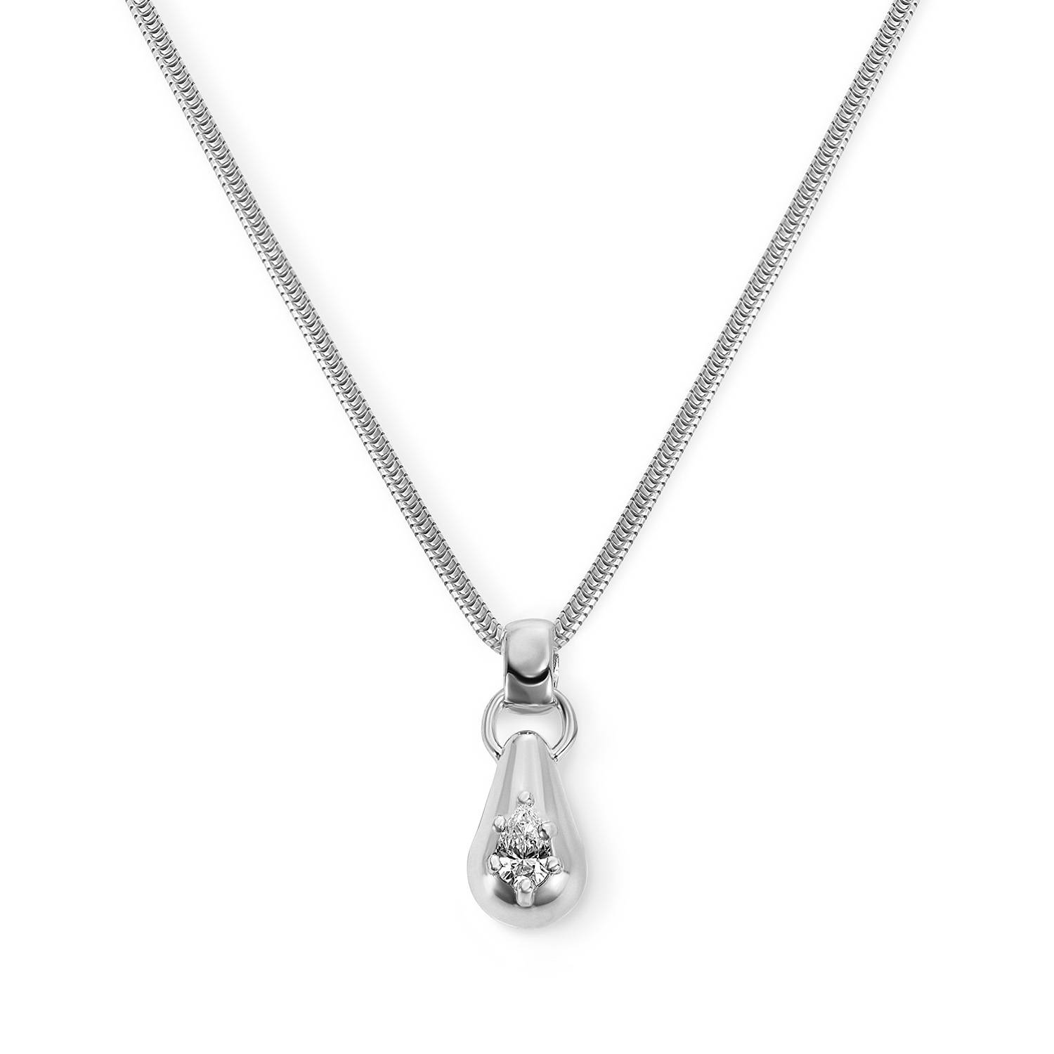 The Icon Pear 0.30CT Diamond Snake Chain Necklace in Silver-3 product photo