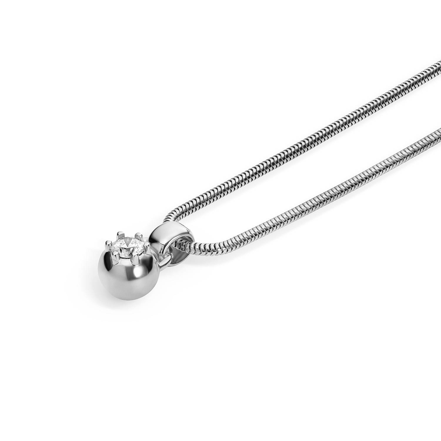 The Icon Round 0.30CT Diamond Snake Chain Necklace in Silver-4 product photo