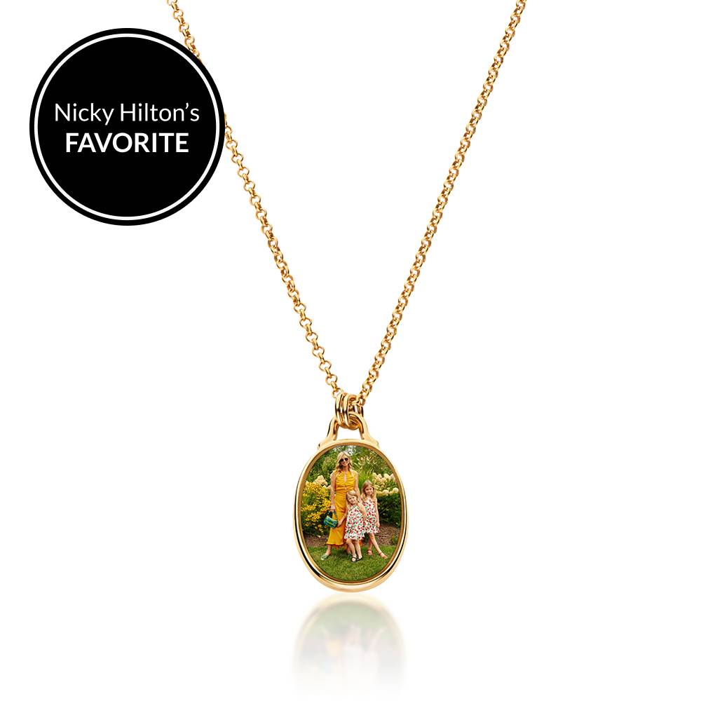 The Keepsake Oval Photo Necklace in Gold Plating-5 product photo