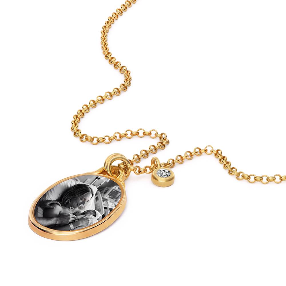 The Keepsake Oval Photo Necklace in Gold Vermeil  with 0.10CT Diamond-2 product photo