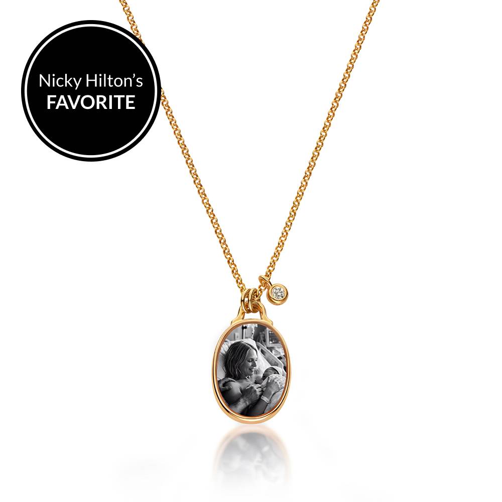The Keepsake Oval Photo Necklace in Gold Vermeil  with 0.10CT Diamond-5 product photo