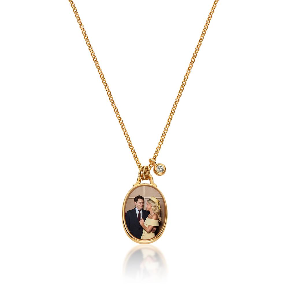 The Keepsake Oval Photo Necklace in Gold Plating with 0.10CT Diamond-1 The Keepsake Oval Photo Necklace in Gold Plating with 0.10CT Diamond-1 product photo