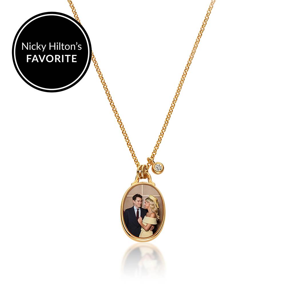 The Keepsake Oval Photo Necklace in Gold Plating with 0.10ct Diamond