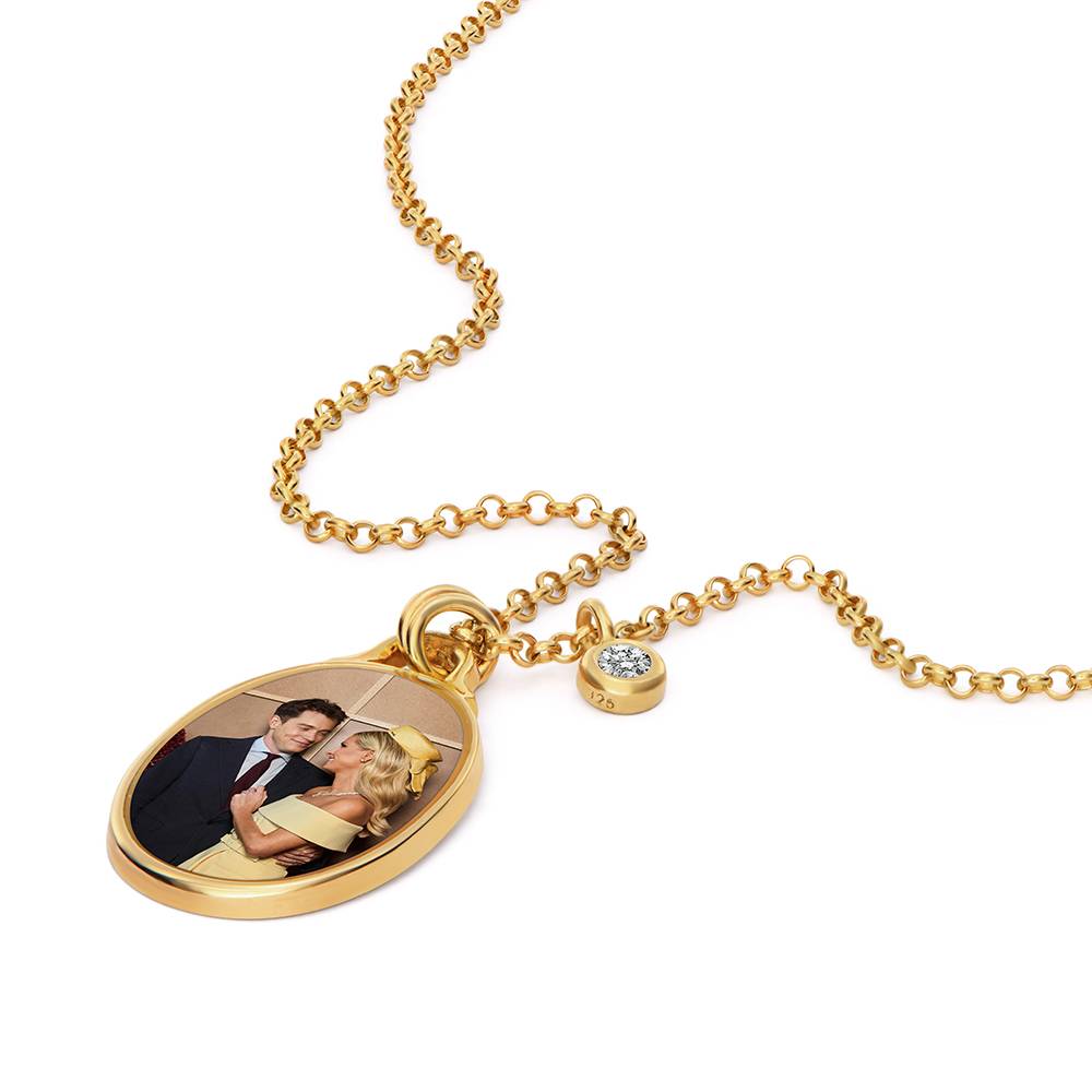 The Keepsake Oval Photo Necklace in Gold Plating with 0.10CT Diamond-4 The Keepsake Oval Photo Necklace in Gold Plating with 0.10CT Diamond-4 product photo