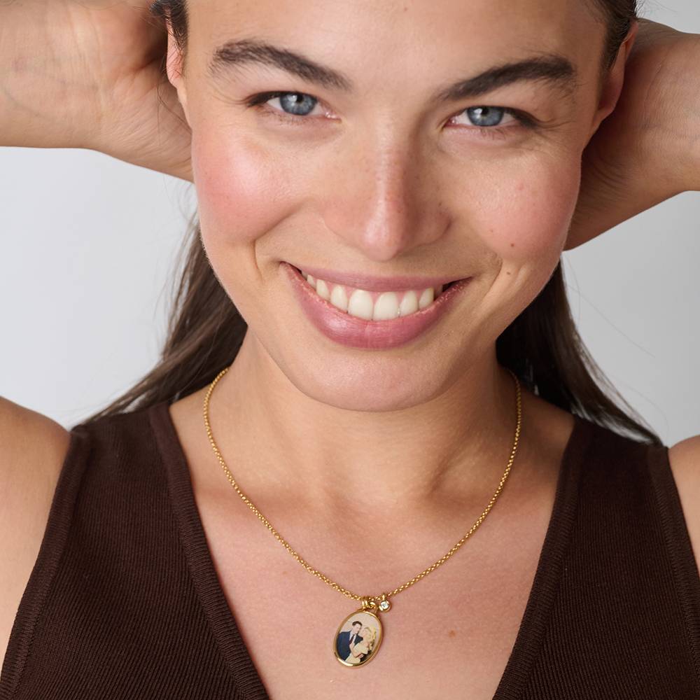 The Keepsake Oval Photo Necklace in Gold Plating with 0.10CT Diamond-2 The Keepsake Oval Photo Necklace in Gold Plating with 0.10CT Diamond-2 product photo