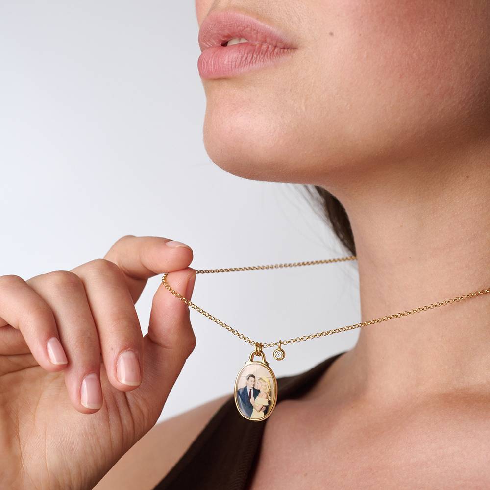 The Keepsake Oval Photo Necklace in Gold Plating with 0.10CT Diamond-3 The Keepsake Oval Photo Necklace in Gold Plating with 0.10CT Diamond-3 product photo