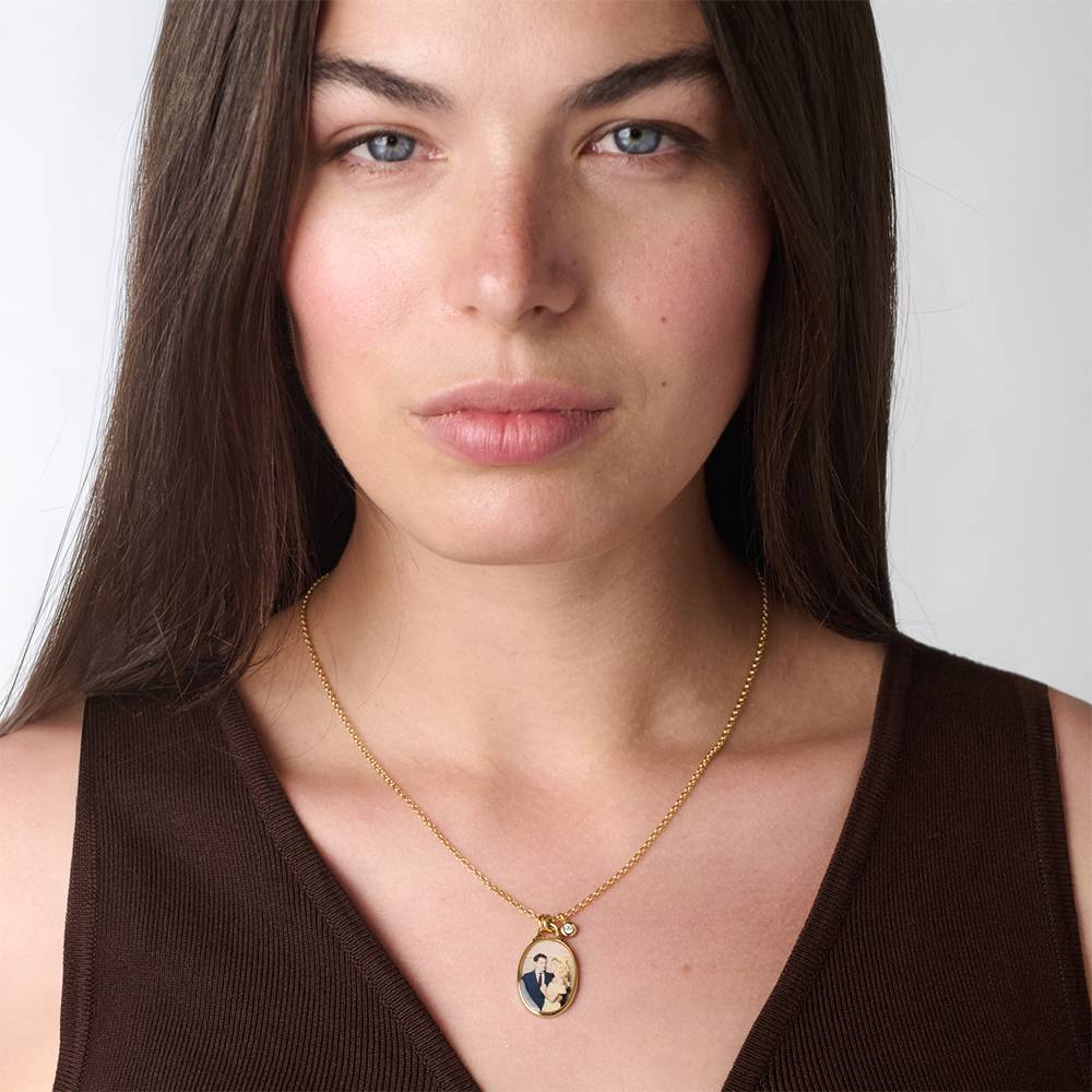 The Keepsake Oval Photo Necklace in Gold Plating with 0.10CT Diamond-5 The Keepsake Oval Photo Necklace in Gold Plating with 0.10CT Diamond-5 product photo