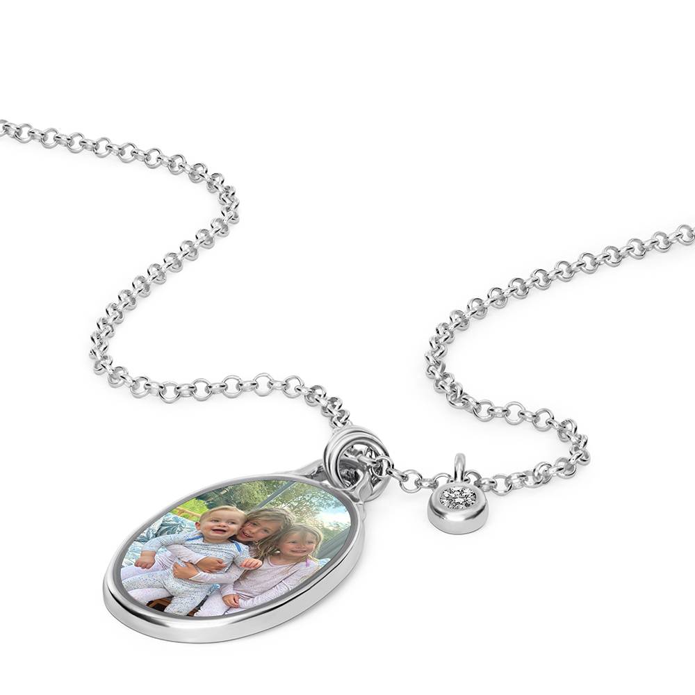 The Keepsake Oval Photo Necklace in Silver with 0.10CT Diamond-4 The Keepsake Oval Photo Necklace in Silver with 0.10CT Diamond-4 product photo