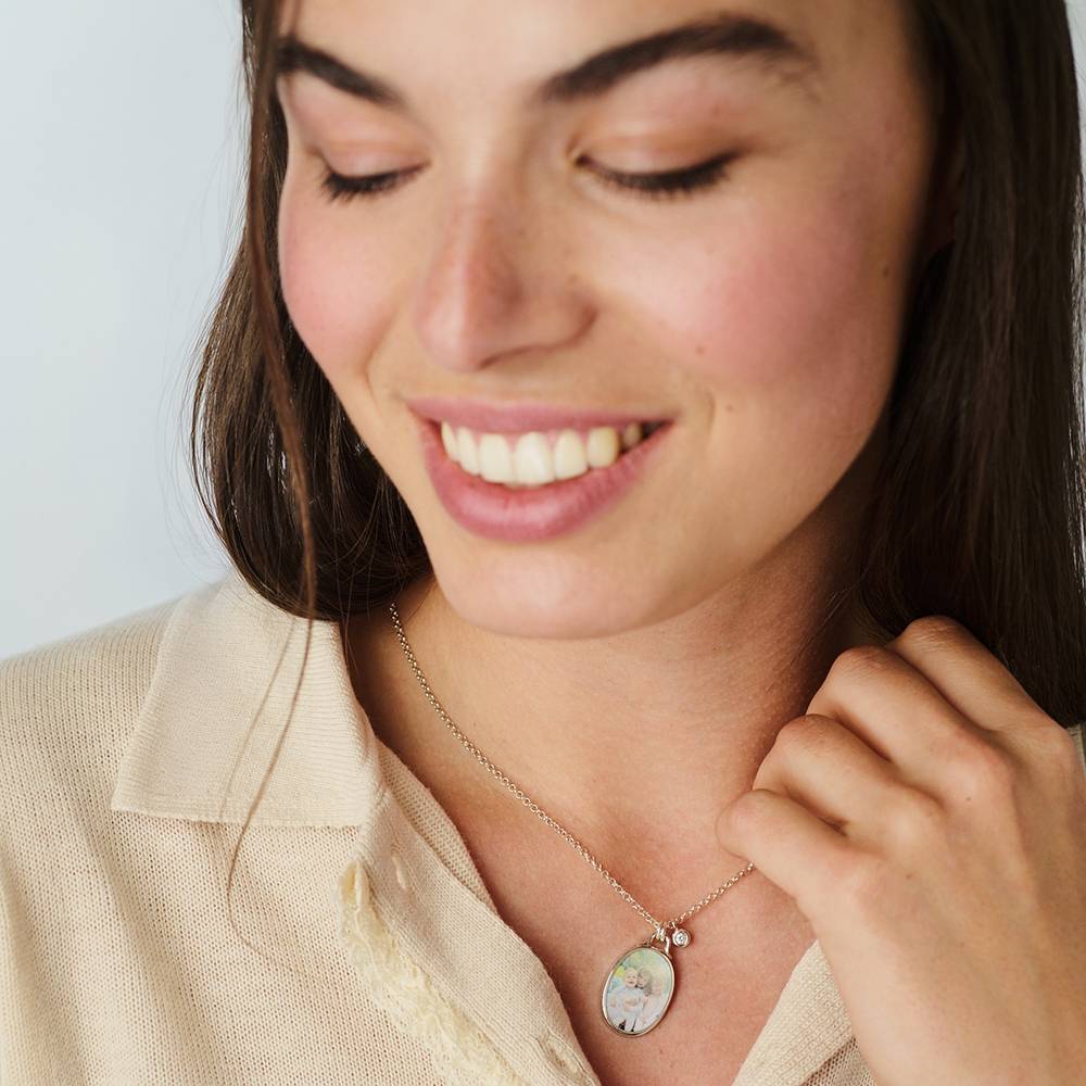 The Keepsake Oval Photo Necklace in Silver with 0.10CT Diamond-2 The Keepsake Oval Photo Necklace in Silver with 0.10CT Diamond-2 product photo