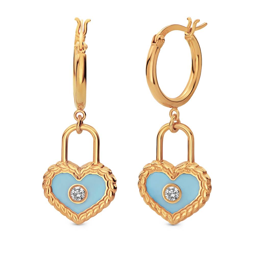 The Love Lock Enamel Earrings in Gold-2 product photo