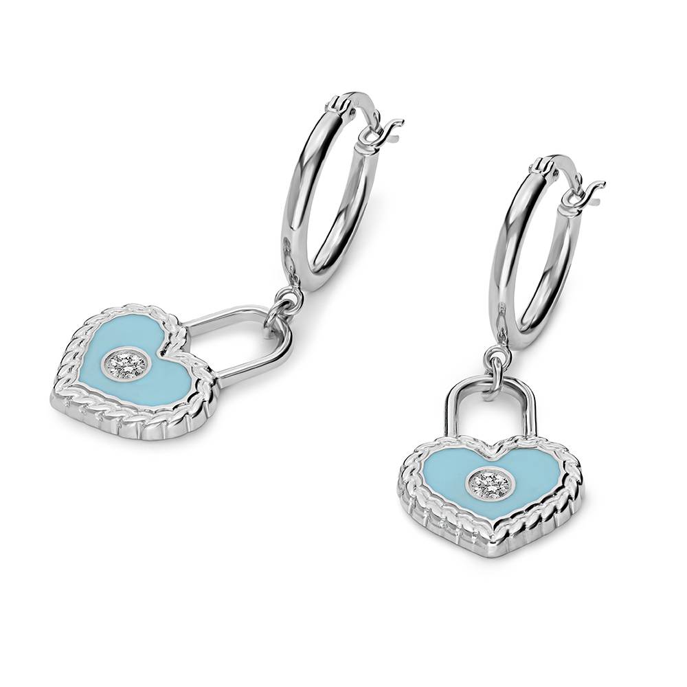The Love Lock Enamel Earrings in Silver-6 The Love Lock Enamel Earrings in Silver-6 product photo