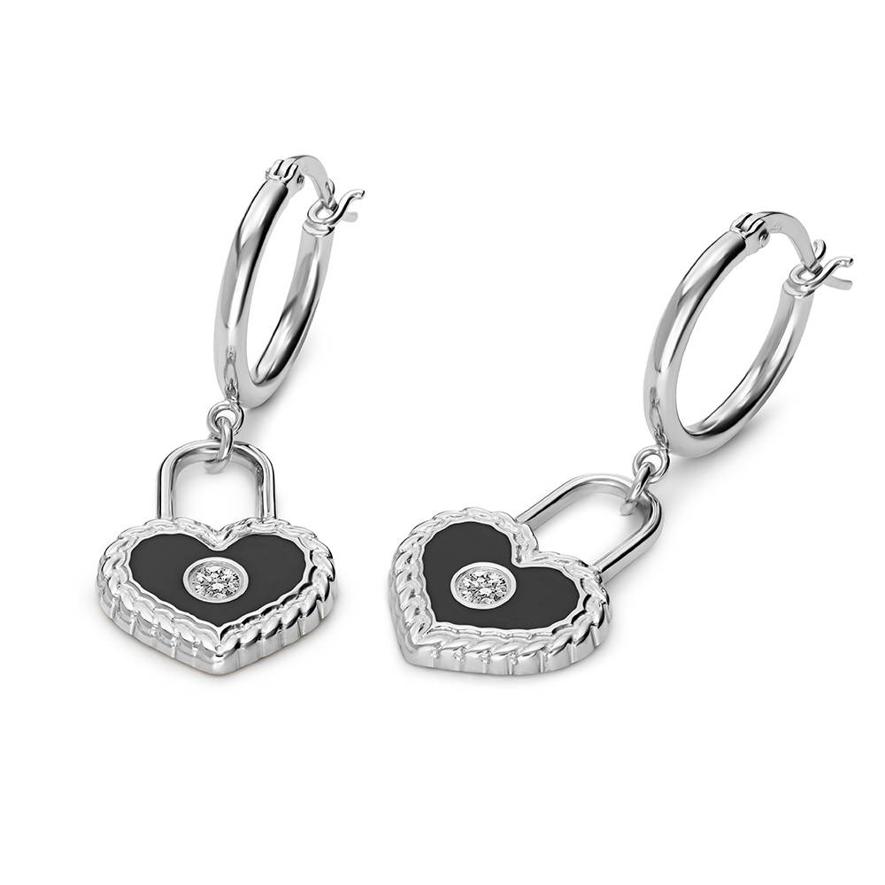 The Love Lock Enamel Earrings in Silver-5 The Love Lock Enamel Earrings in Silver-5 product photo