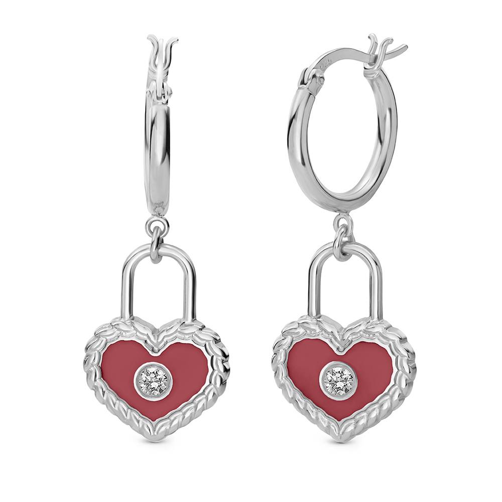 The Love Lock Enamel Earrings in Silver-4 The Love Lock Enamel Earrings in Silver-4 product photo