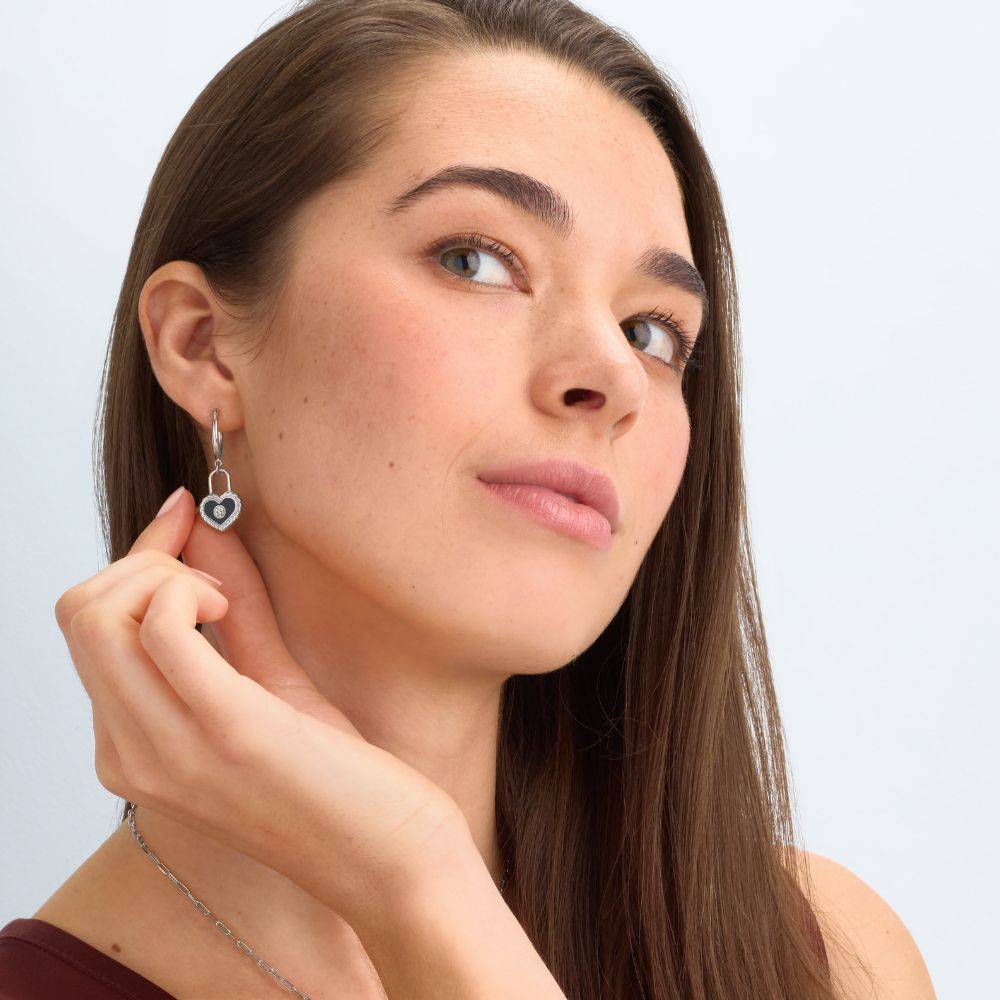 The Love Lock Enamel Earrings in Silver-2 The Love Lock Enamel Earrings in Silver-2 product photo