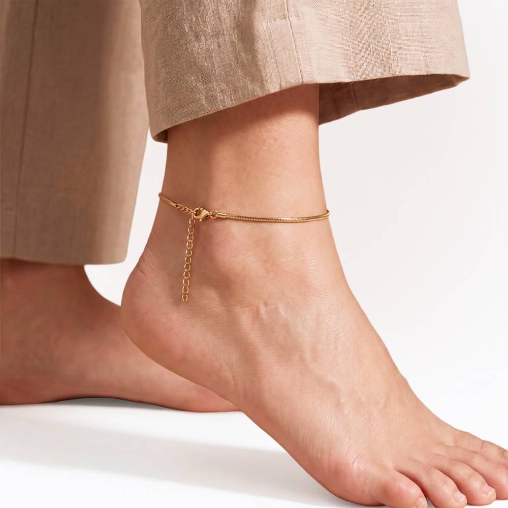 Tidal Wave Snake Chain Anklet in Gold Plating-2 product photo