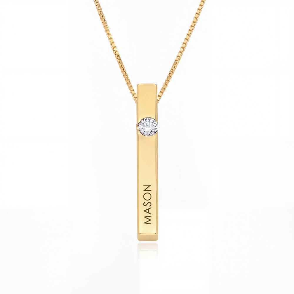 Totem 3D Bar Necklace with 0.25ct Diamond in Gold Plating-4 product photo