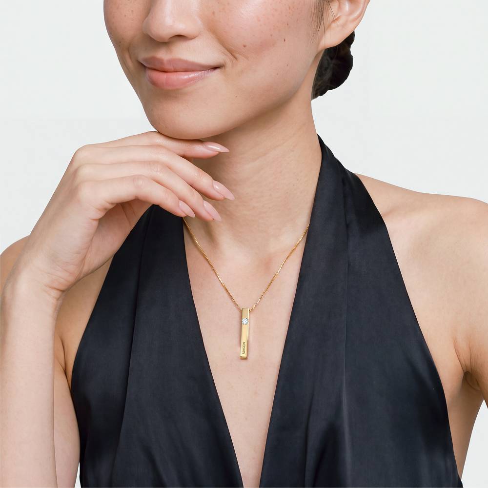 Totem 3D Bar Necklace with 0.25ct Diamond in Gold Plating-3 product photo