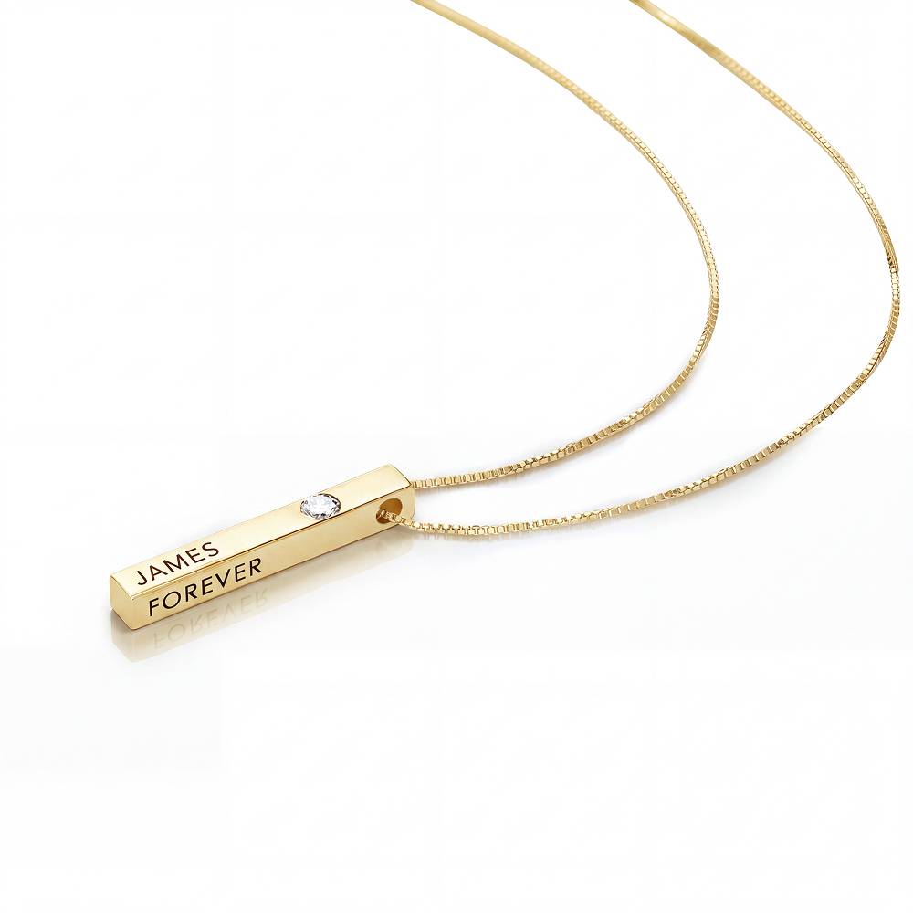 Totem 3D Bar Necklace with 0.25ct Diamond in Gold Vermeil-4 product photo