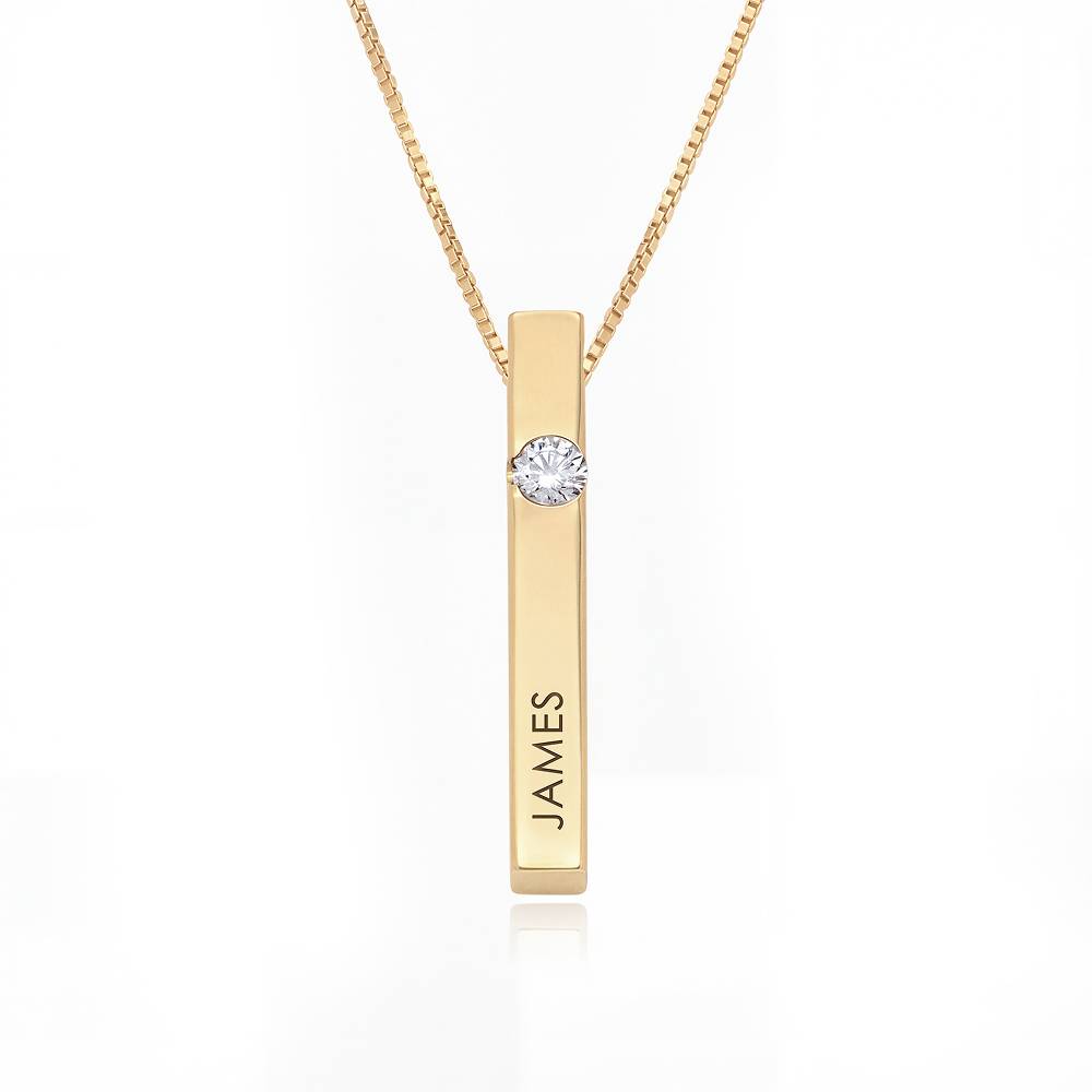Totem 3D Bar Necklace with 0.25ct Diamond in Gold Vermeil-1 product photo