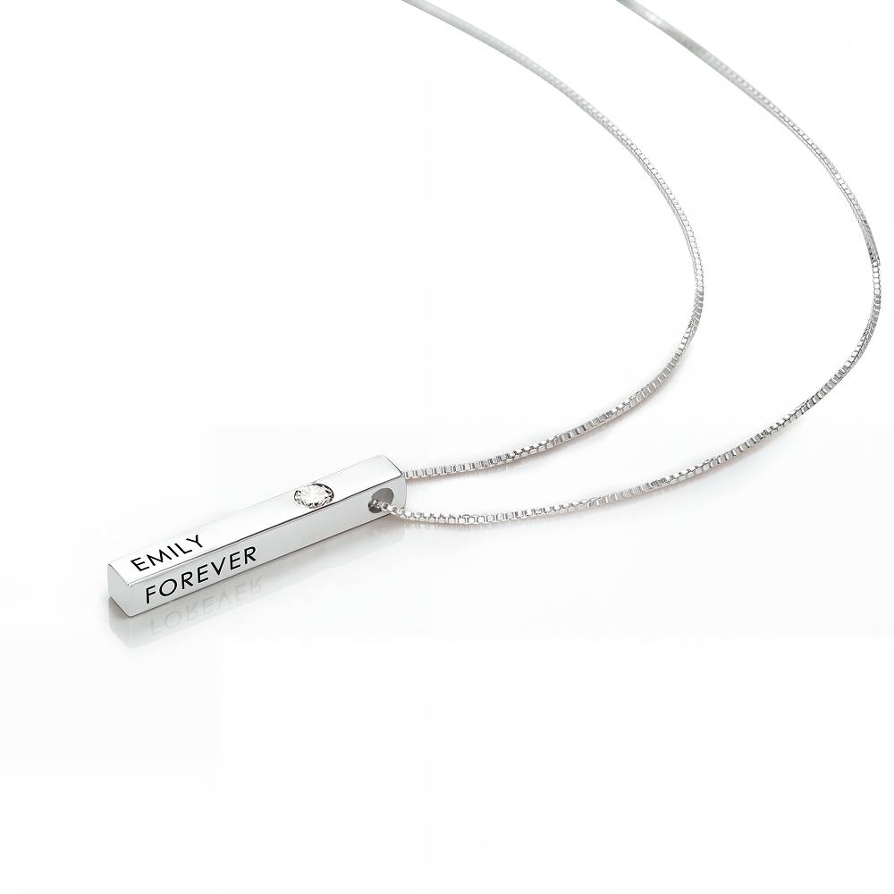 Totem 3D Bar Necklace with 0.25ct Diamond in Silver-4 product photo