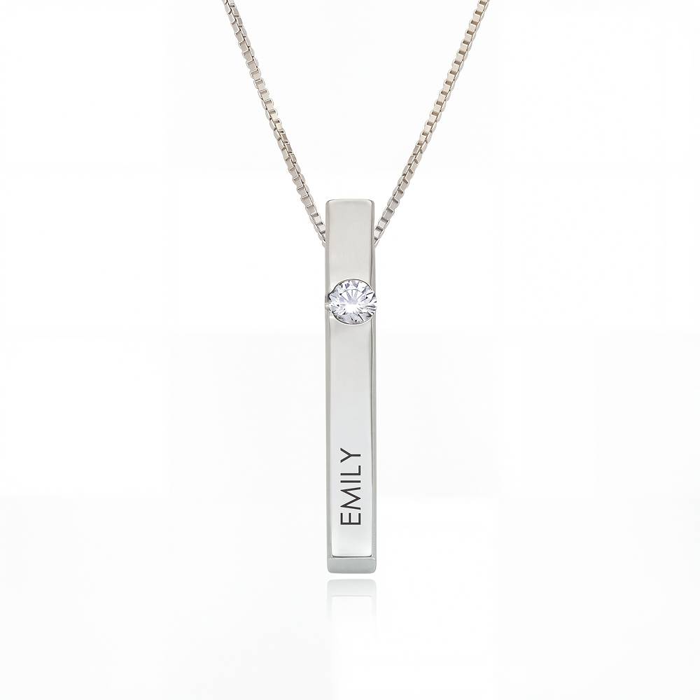 Totem 3D Bar Necklace with 0.25ct Diamond in Silver-1 product photo