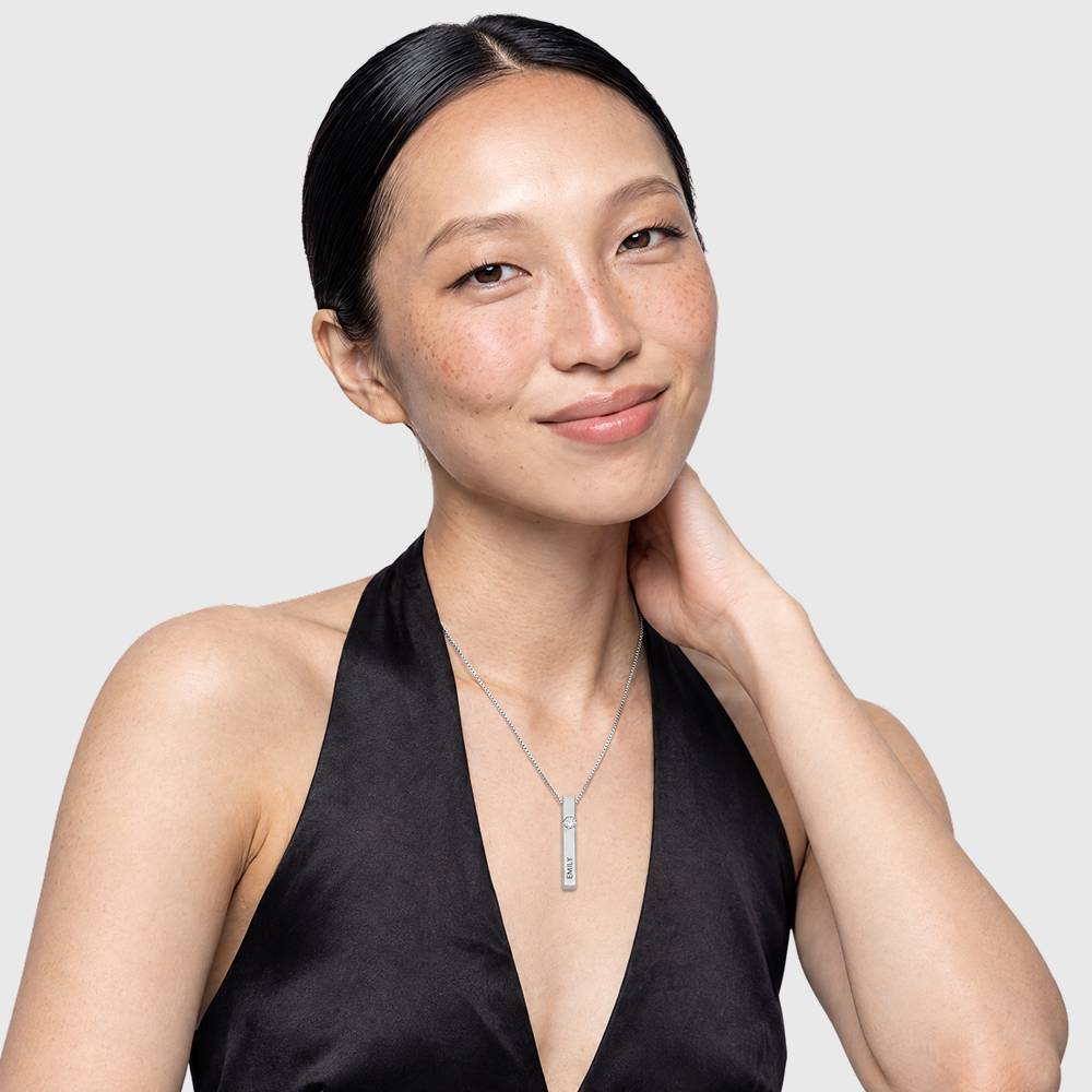 Totem 3D Bar Necklace with 0.25ct Diamond in Silver-2 product photo