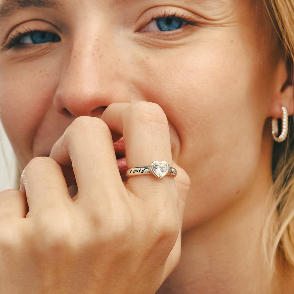 Vow Promise Ring with CZ Heart Stone in Sterling Silver-3 product photo