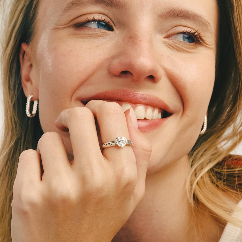 Vow Promise Ring with CZ Heart Stone in Sterling Silver-2 product photo