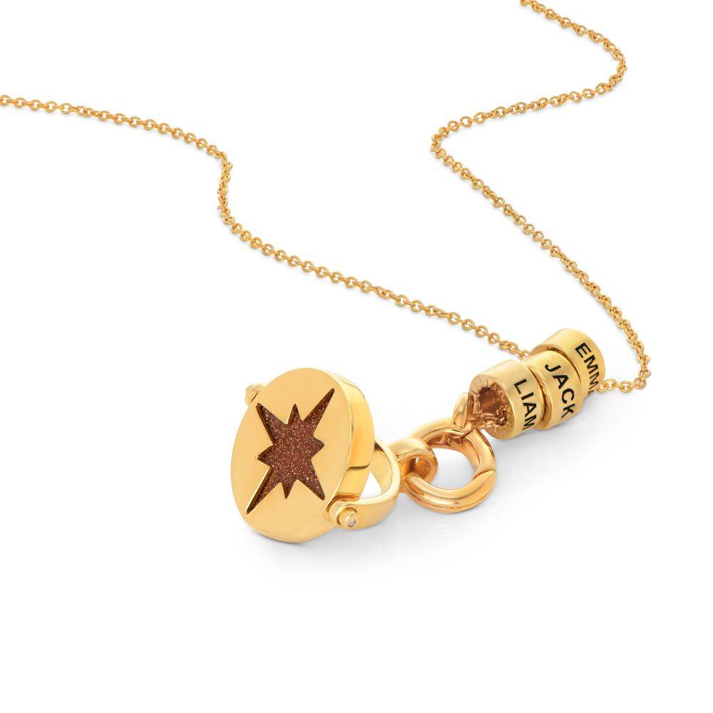 Wishing Star Spinner Pendant with Engraved Beads Necklace in Vermeil-3 Wishing Star Spinner Pendant with Engraved Beads Necklace in Vermeil-3 product photo