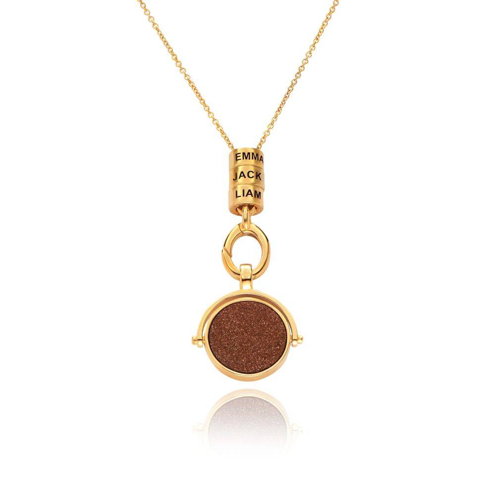 Wishing Star Spinner Pendant with Engraved Beads Necklace in Vermeil-4 product photo