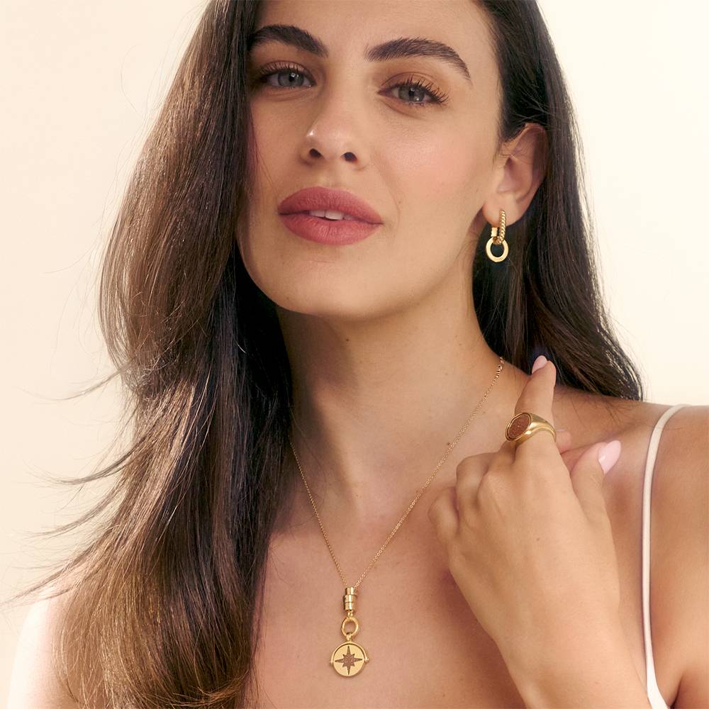 Wishing Star Spinner Pendant with Engraved Beads Necklace in Vermeil-1 Wishing Star Spinner Pendant with Engraved Beads Necklace in Vermeil-1 product photo
