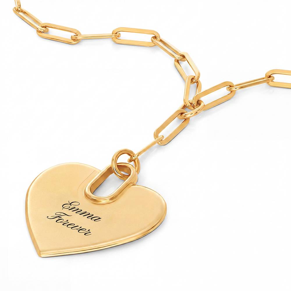 Written in Love Heart Paperclip Necklace in Gold Plating-2 Written in Love Heart Paperclip Necklace in Gold Plating-2 product photo
